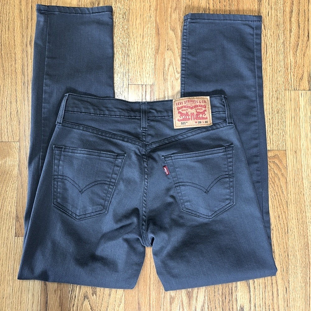 Levi's 511 Grey Blacked Out Stretch Denim Jeans Size W/29 L/30
